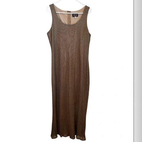 Vintage gold mesh maxi dress by Onyx Nite - Picture 5 of 7